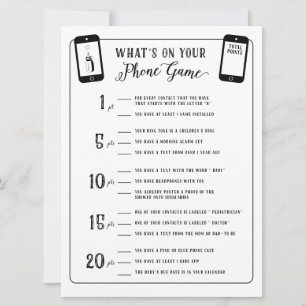 Baby Shower Games What's on your phone Game Invitation