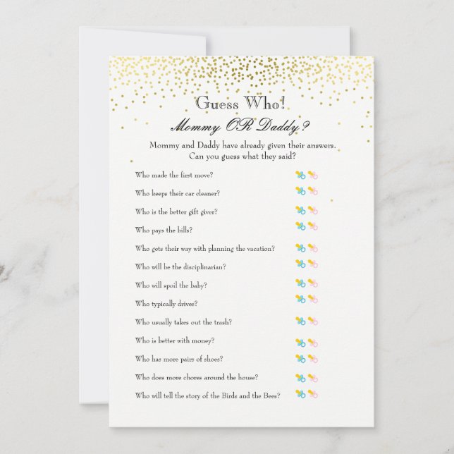 Baby Shower Games - Wishes for Baby and Guess Who (Front)