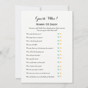 Baby Shower Games - Wishes for Baby and Guess Who Advice Card