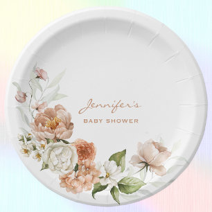 Baby Shower Garden 7-in Soft Blush Pink Florals Paper Plate