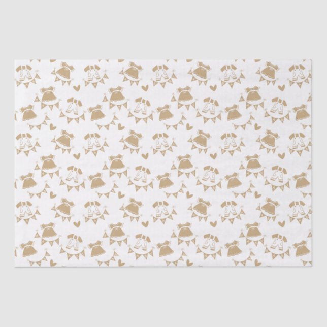 Baby Shower Gender Neutral Brown and White Tissue Paper (Front)