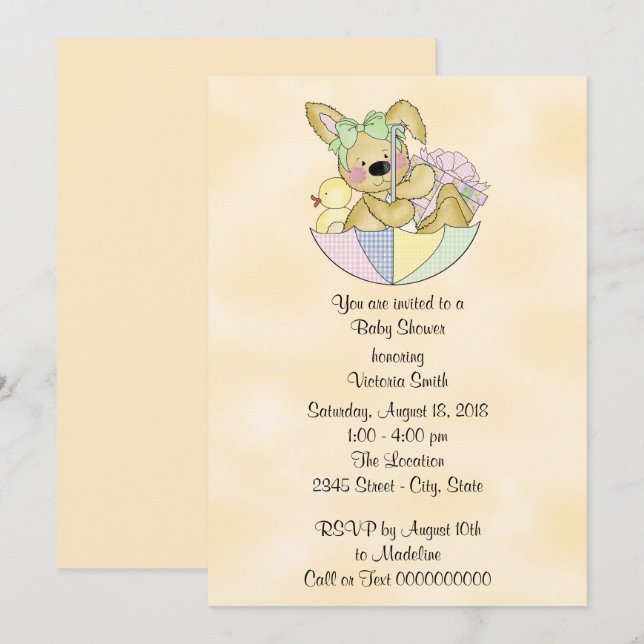 Baby Shower Gender Neutral Bunny Invitation (Front/Back)