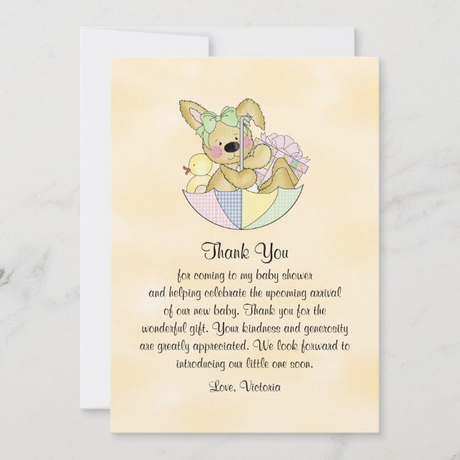 Baby Shower Gender Neutral Bunny Thank You Card (Front)