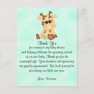 Baby Shower Gender Neutral Giraffe Postcard