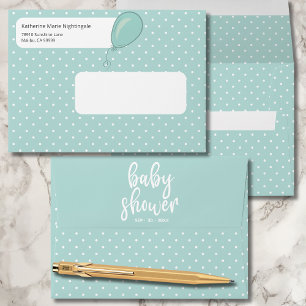 Baby Shower Gender Neutral Mint Green BOHO Envelope