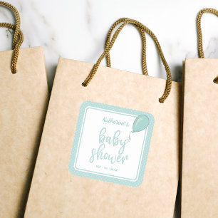 Baby Shower Gender Neutral Mint Green Square Sticker