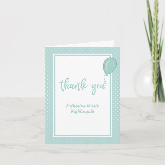 Baby Shower Gender Neutral Photo Pastel Green Thank You Card (Front)