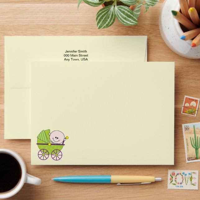 Baby Shower Gender Neutral Thank You Envelope (Desk)