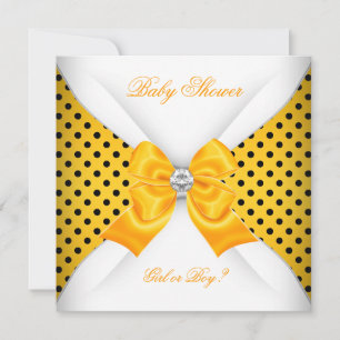 Baby Shower Gender Reveal Black Yellow White Spots Invitation