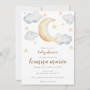 Baby Shower Gender Reveal Moon Stars Invitation