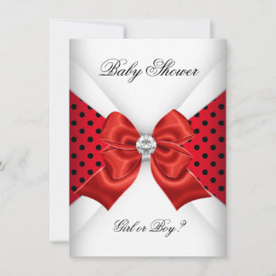 Baby Shower Gender Reveal Red Black White Spots Invitation