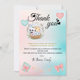 Baby Shower Gender Reveal Thank You Card