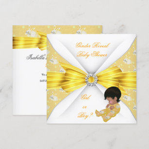 Baby Shower Gender Reveal Yellow Girl Boy Bunny AM Invitation