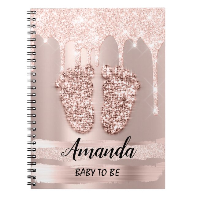 Baby Shower Gender Revival Rose Girl Feet Drips Notebook (Front)