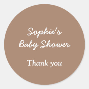 Baby Shower Gentle Brown Thank You Sticker