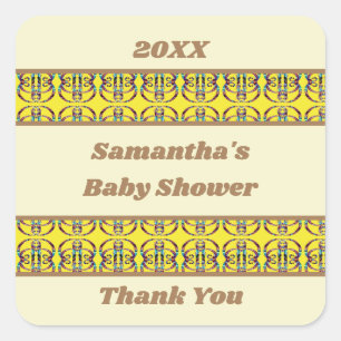 Baby Shower Geometric Abstract Gender Neutral Square Sticker