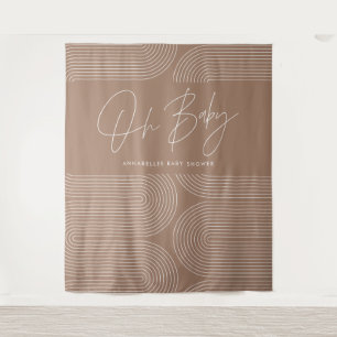 Baby shower geometric modern tan brown elegant tapestry