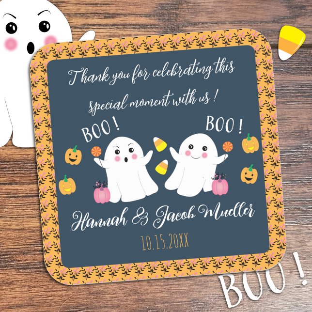 Baby Shower Ghosts Thank You Blue Favour Sticker (Creator Uploaded)