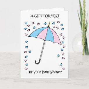 Baby Shower Gift Confetti and Umbrella Thank You Card