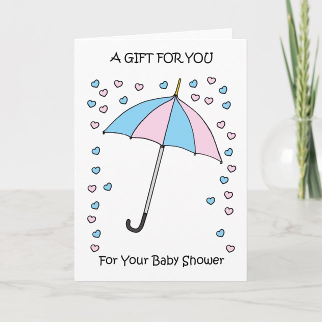 Baby Shower Gift Confetti and Umbrella Thank You Card (Front)