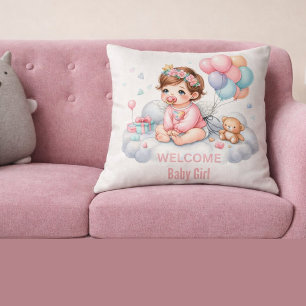 Baby Shower Gift Pink Pastel Cushion