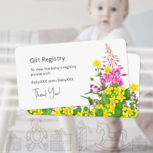 Baby Shower Gift Registry Yellow Pink Wildflower Enclosure Card