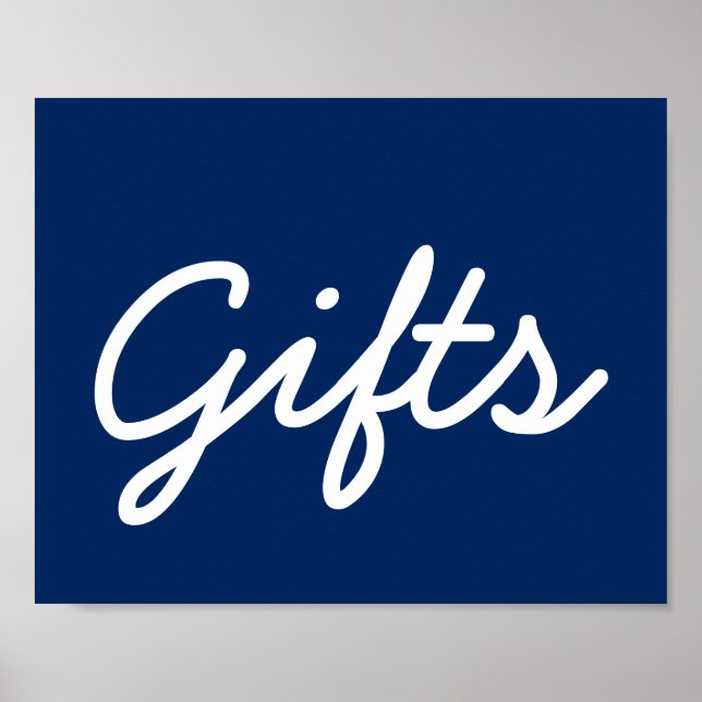 Baby Shower Gift Table Poster - Navy Blue (Front)