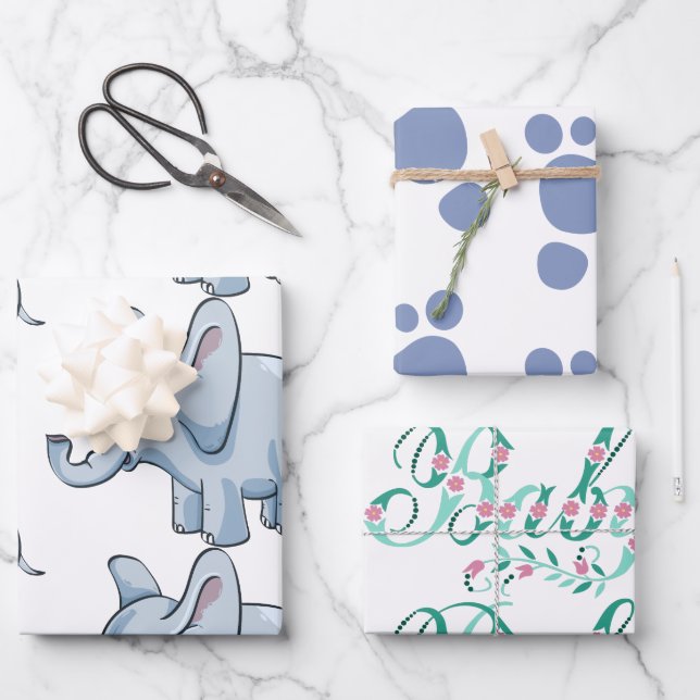 Baby shower gift wrapping paper sheet (Front)