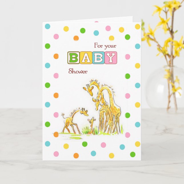 Baby Shower Giraffe Congratulations Card (Yellow Flower)