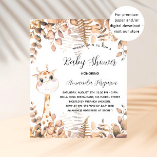 Baby Shower giraffe eucalyptus budget invitation Flyer
