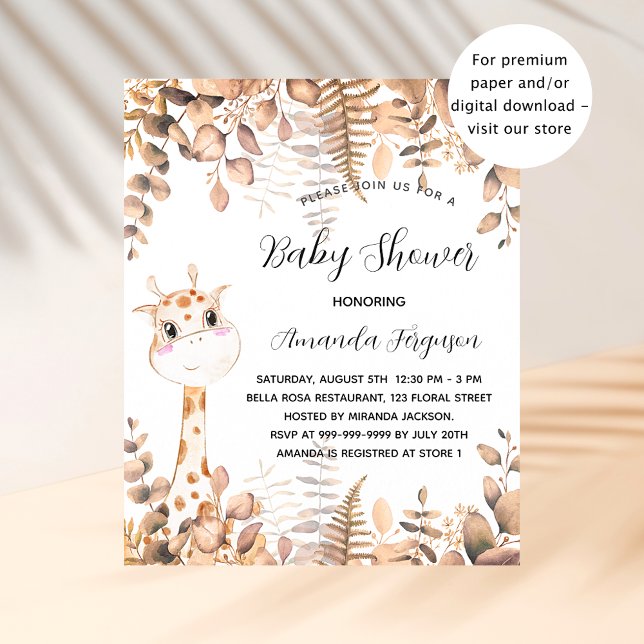 Baby Shower giraffe eucalyptus fall invitation (Creator Uploaded)