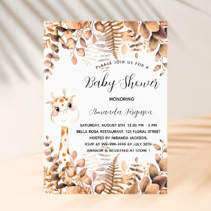 Baby Shower giraffe eucalyptus jungle luxury Invitation