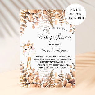 Baby Shower giraffe eucalyptus woodland jungle Invitation