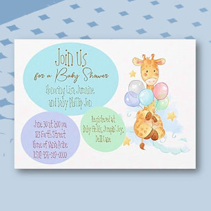Baby Shower Giraffe Flat Invitation