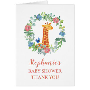 Baby Shower Giraffe Floral Wreath Thank You