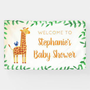 Baby Shower Giraffe Greenery Welcome Banner