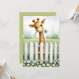 Baby Shower Giraffe With Daisy  Invitation