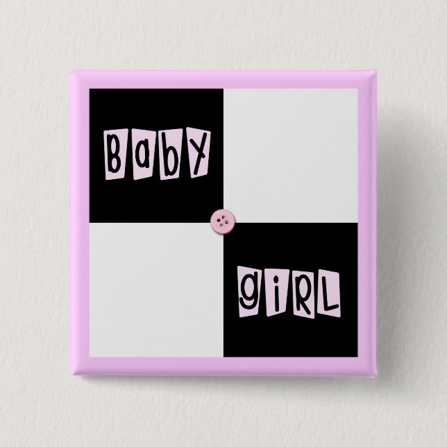 Baby Shower Girl 15 Cm Square Badge (Front)