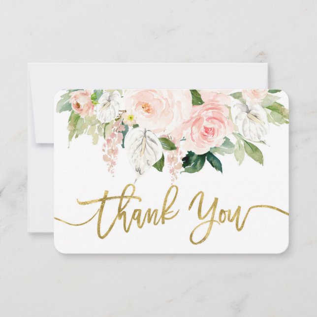 Baby shower girl anthurium thank you card (Front)