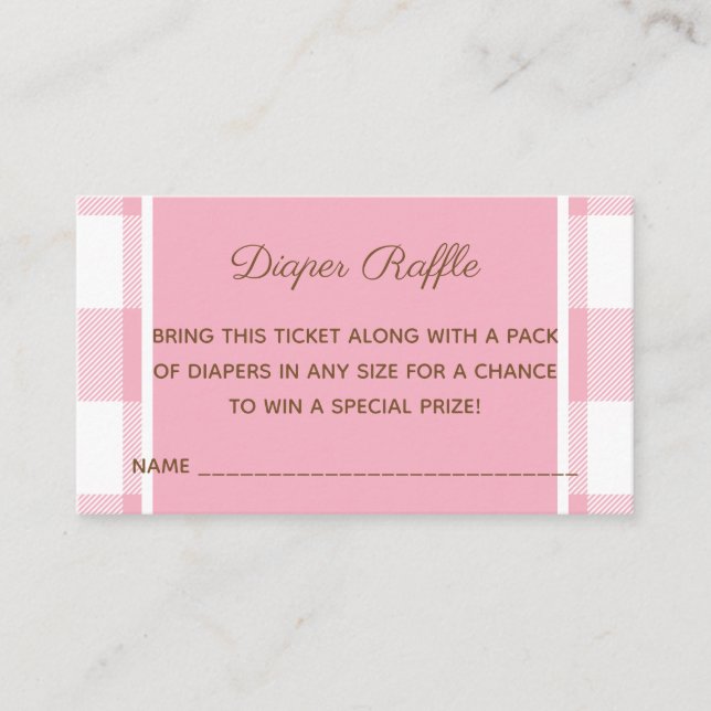 Baby Shower Girl Bear Pink  Diaper Raffle Ticket Enclosure Card (Front)