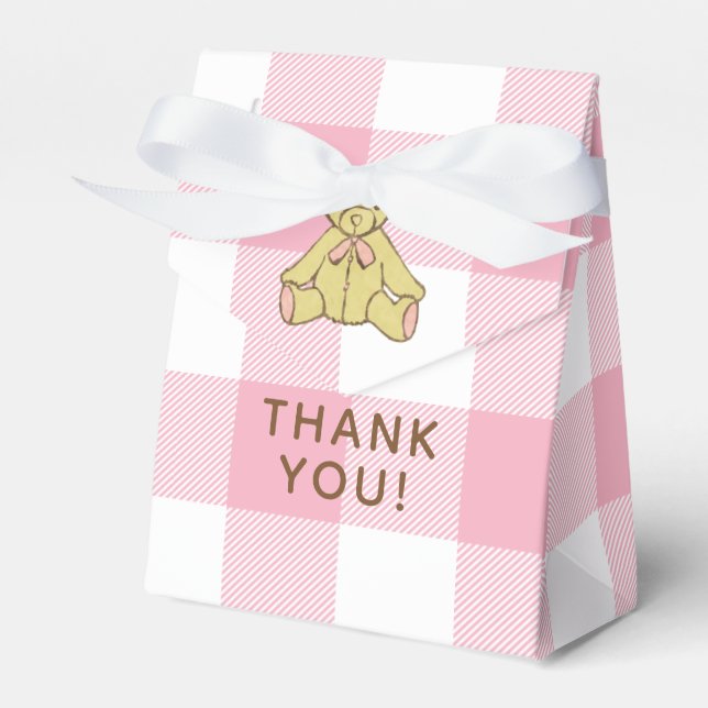 Baby Shower Girl Bear Thank You Favour Box (Front Side)