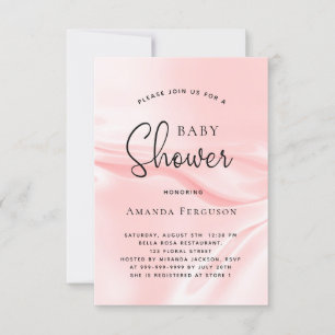 Baby shower girl blush pink satin silk invitation