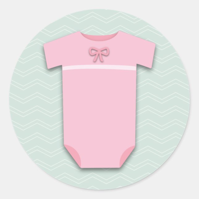 Baby Shower Girl Bodysuit Classic Round Sticker (Front)