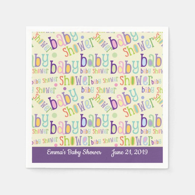 Baby Shower Girl Boy Design Pattern Napkin (Front)