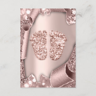 Baby Shower Girl Boy Feet  Glam Rose Gold 3D Effec Invitation