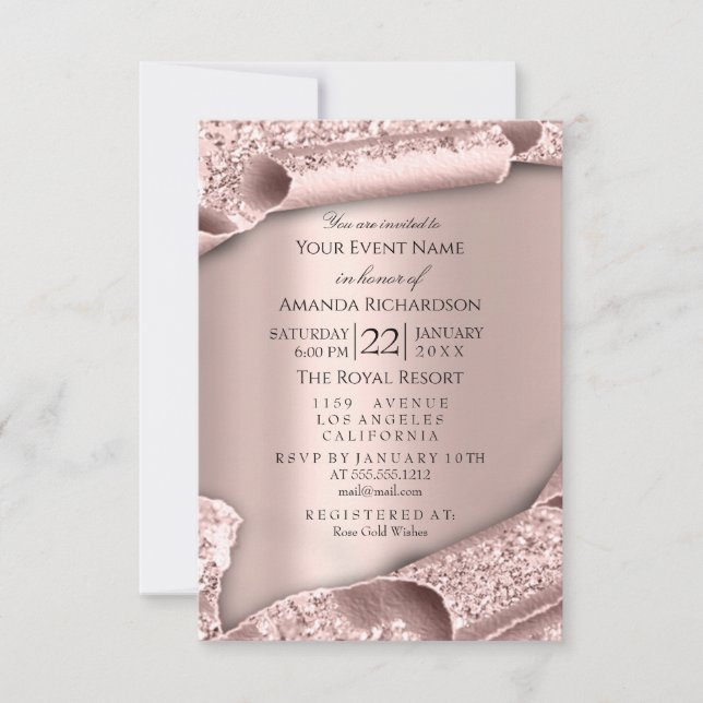 Baby Shower Girl Boy Feet  Glam Rose Pink 3d Invitation (Front)