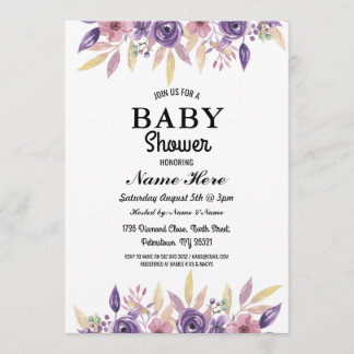 Baby Shower Girl Boy Gender Reveal Floral Invite