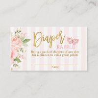 Baby shower girl butterfly Diaper Raffle