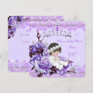 Baby Shower Girl Butterfly Lilac Lavender Rose Invitation