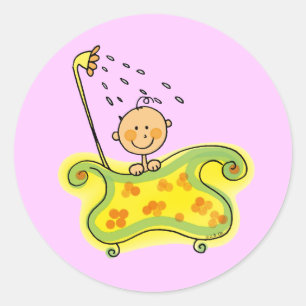 Baby shower (girl) classic round sticker
